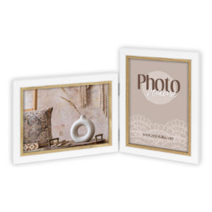 marco para fotografia tamaño 10x15 de color blanco y con perfil de madera