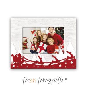 marco para fotos blanco con detalles en rojo del trineo papa noel
