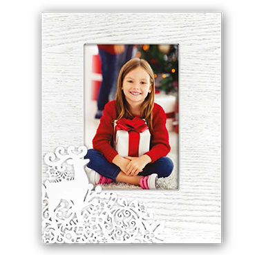 marco para foto con motivo lanco de reno para decoración navideña