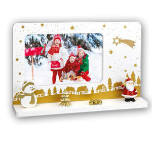 marco para navidad para regalar fotografia en color blanco y dorado