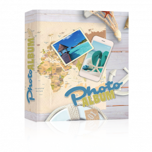 album para fotografia con estampado de fotografia y mapa